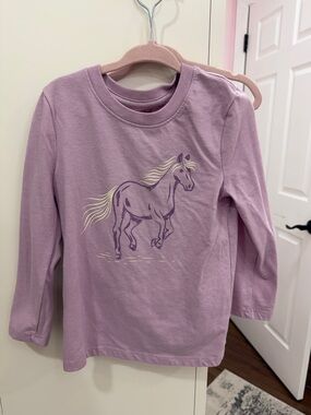 Cat & Jack Lavender Horse Long-Sleeve Tee